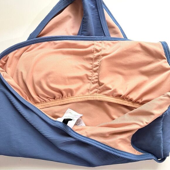 NWOT New J. crew Ribbed One Strap One Piece Swimsuit 0 Retro Blue Clean Lines - Picture 14 of 14